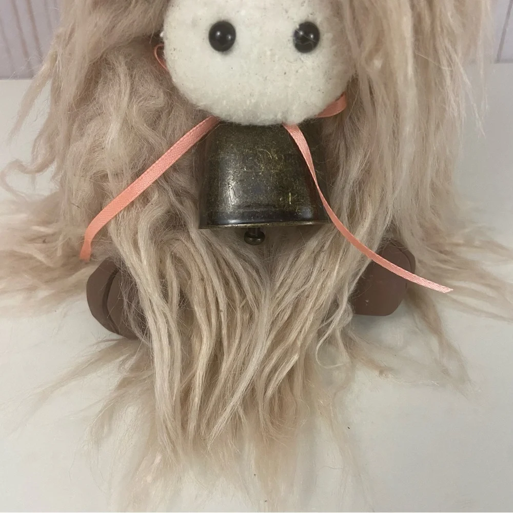 Highland Cow Coo Gnome Champagne Mongolian Fur Cowboy Hat Handmade Farmhouse - Picture 7 of 14